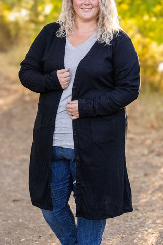 Colbie Ribbed Knit Duster in Black-7- Year Round Basic Tops-Michelle Mae-Styled by Stacked - A Plus Size Women's Boutique in Lakeville, MN
