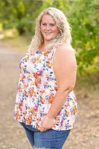 Cole Mini Ruffle Scoopneck Tank in Florals (13 colors)-1- ShortSlv/Slvless Tops-Michelle Mae-Styled by Stacked - A Plus Size Women's Boutique in Lakeville, MN