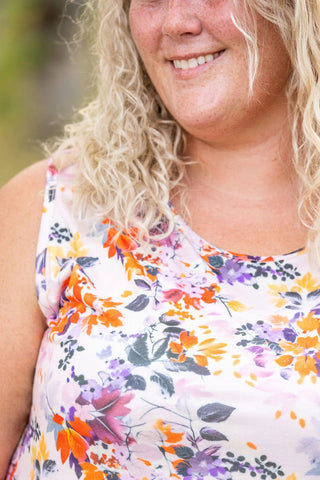 Cole Mini Ruffle Scoopneck Tank in Florals (13 colors)-1- ShortSlv/Slvless Tops-Michelle Mae-Styled by Stacked - A Plus Size Women's Boutique in Lakeville, MN
