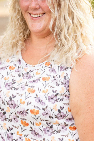 Cole Mini Ruffle Scoopneck Tank in Florals (13 colors)-1- ShortSlv/Slvless Tops-Michelle Mae-Styled by Stacked - A Plus Size Women's Boutique in Lakeville, MN