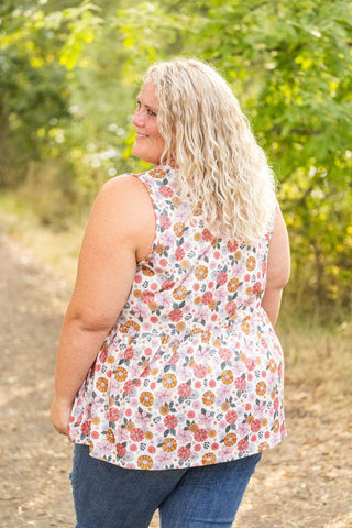 Cole Mini Ruffle Scoopneck Tank in Florals (13 colors)-1- ShortSlv/Slvless Tops-Michelle Mae-Styled by Stacked - A Plus Size Women's Boutique in Lakeville, MN