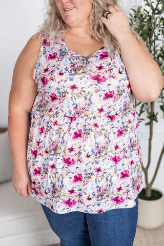 Cole Mini Ruffle Scoopneck Tank- SELECT FLORALS-1- ShortSlv/Slvless Tops-Michelle Mae-Styled by Stacked - A Plus Size Women's Boutique in Lakeville, MN