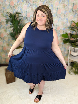 Colette Tiered Tank Dress in Solids-11- Dress/Romp/Jump-sweet lovely by jen-Styled by Stacked - A Plus Size Women's Boutique in Lakeville, MN