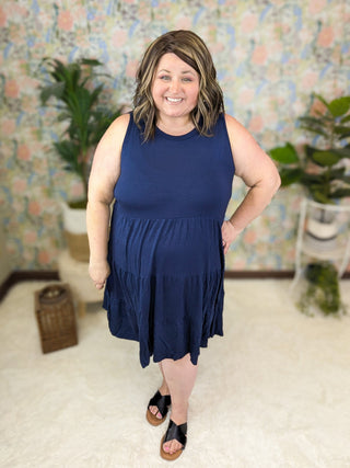 Colette Tiered Tank Dress in Solids-11- Dress/Romp/Jump-sweet lovely by jen-Styled by Stacked - A Plus Size Women's Boutique in Lakeville, MN