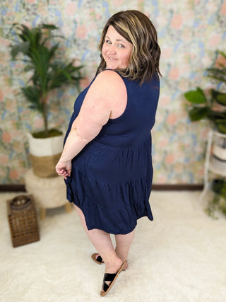 Colette Tiered Tank Dress in Solids-11- Dress/Romp/Jump-sweet lovely by jen-Styled by Stacked - A Plus Size Women's Boutique in Lakeville, MN