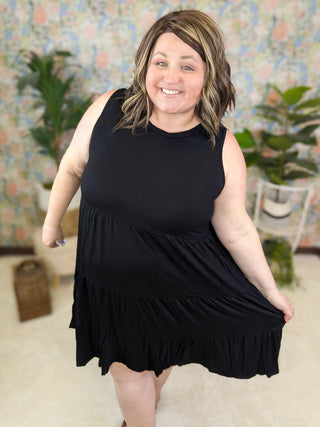 Colette Tiered Tank Dress in Solids-11- Dress/Romp/Jump-sweet lovely by jen-Styled by Stacked - A Plus Size Women's Boutique in Lakeville, MN