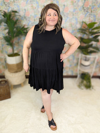 Colette Tiered Tank Dress in Solids-11- Dress/Romp/Jump-sweet lovely by jen-Styled by Stacked - A Plus Size Women's Boutique in Lakeville, MN
