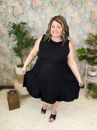 Colette Tiered Tank Dress in Solids-11- Dress/Romp/Jump-sweet lovely by jen-Styled by Stacked - A Plus Size Women's Boutique in Lakeville, MN