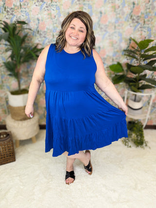 Colette Tiered Tank Dress in Solids-11- Dress/Romp/Jump-sweet lovely by jen-Styled by Stacked - A Plus Size Women's Boutique in Lakeville, MN