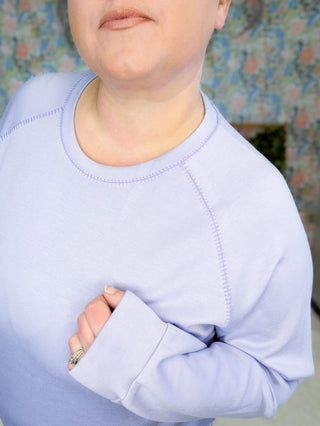 2- Long Sleeve Tops Collins Crewneck Scuba Pullover in Lilac plus size clothing