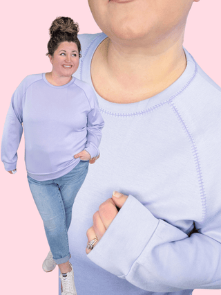 2- Long Sleeve Tops Collins Crewneck Scuba Pullover in Lilac plus size clothing