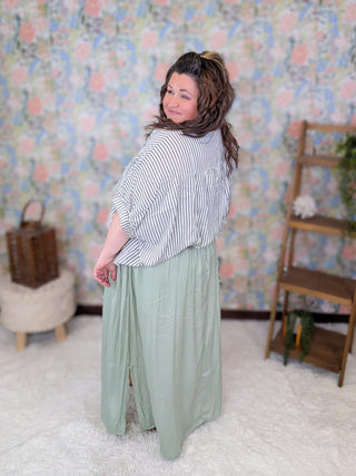 4- Overlayer Tops Cordelia Short Sleeve Stripe Buttondown Top (3 Colors) plus size clothing