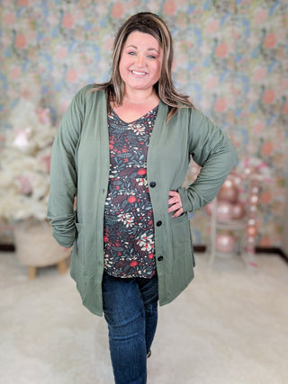 Ainsley Mini Ruffle 3/4 Sleeve in Holiberry in Black-2- Long Sleeve Tops-MICHELLE MAE-Styled by Stacked - A Plus Size Women's Boutique in Lakeville, MN