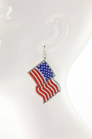 American Flag Seed Bead Earrings-12- Accessories & Gifts-Urbanista-Styled by Stacked - A Plus Size Women's Boutique in Lakeville, MN
