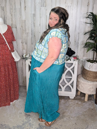 Daisy Flutter Sleeve Top in Granny Squares-1- ShortSlv/Slvless Tops-HAPTICS-Styled by Stacked - A Plus Size Women's Boutique in Lakeville, MN