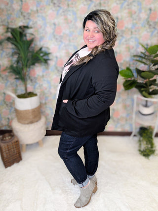 Darby Comfort Stretch Blazer w/Pockets (2 Colors)-4- Overlayer Tops-WHITE BIRCH-Styled by Stacked - A Plus Size Women's Boutique in Lakeville, MN