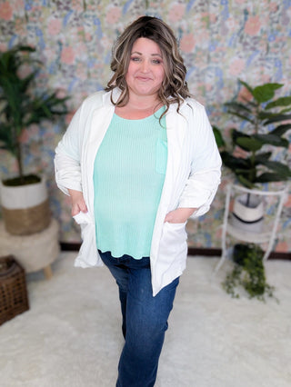 Darby Comfort Stretch Blazer w/Pockets (2 Colors)-4- Overlayer Tops-WHITE BIRCH-Styled by Stacked - A Plus Size Women's Boutique in Lakeville, MN