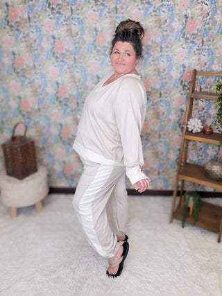 10- Bottoms Non-Denim Deena Scuba Knit Joggers w/Side Stripe plus size clothing