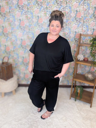 10- Bottoms Non-Denim Deena Scuba Knit Joggers w/Side Stripe plus size clothing