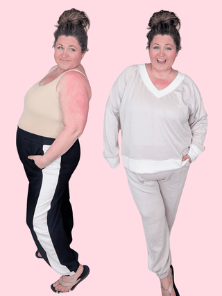 10- Bottoms Non-Denim Deena Scuba Knit Joggers w/Side Stripe plus size clothing