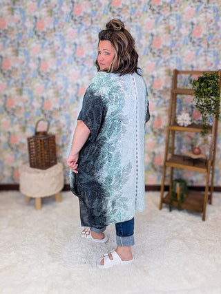 4- Overlayer Tops Demi Dot Print Botanical Kimono plus size clothing