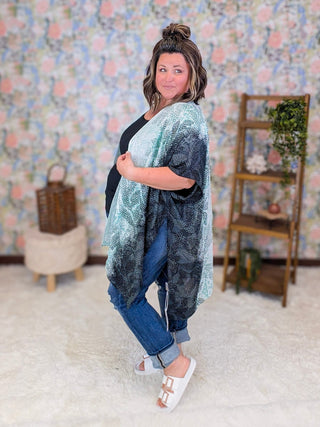 4- Overlayer Tops Demi Dot Print Botanical Kimono plus size clothing