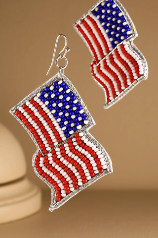 American Flag Seed Bead Earrings-12- Accessories & Gifts-Urbanista-Styled by Stacked - A Plus Size Women's Boutique in Lakeville, MN