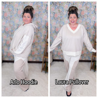 10- Bottoms Non-Denim Edie Scuba Pants Ivory + Taupe plus size clothing