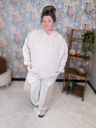 10- Bottoms Non-Denim Edie Scuba Pants Ivory + Taupe plus size clothing