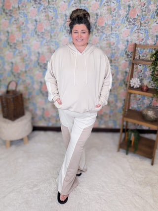 10- Bottoms Non-Denim Edie Scuba Pants Ivory + Taupe plus size clothing
