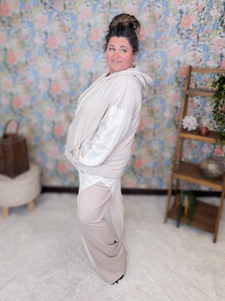 10- Bottoms Non-Denim Edie Scuba Pants Ivory + Taupe plus size clothing