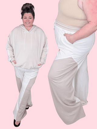 10- Bottoms Non-Denim Edie Scuba Pants Ivory + Taupe plus size clothing