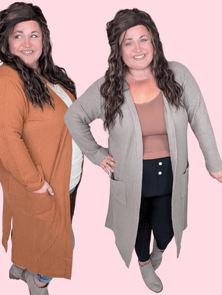 Elise Brushed Waffle Knit Longline Cardigan-4- Overlayer Tops-KORI-Styled by Stacked - A Plus Size Women's Boutique in Lakeville, MN