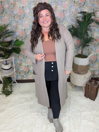 Elise Brushed Waffle Knit Longline Cardigan-4- Overlayer Tops-KORI-Styled by Stacked - A Plus Size Women's Boutique in Lakeville, MN