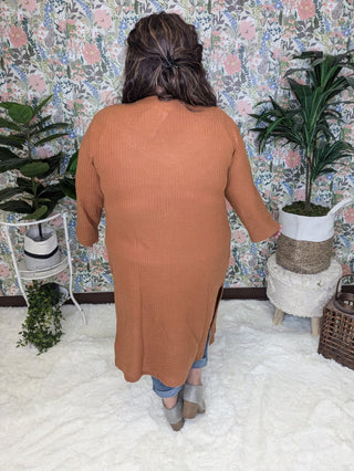 Elise Brushed Waffle Knit Longline Cardigan-4- Overlayer Tops-KORI-Styled by Stacked - A Plus Size Women's Boutique in Lakeville, MN