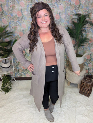 Elise Brushed Waffle Knit Longline Cardigan-4- Overlayer Tops-KORI-Styled by Stacked - A Plus Size Women's Boutique in Lakeville, MN