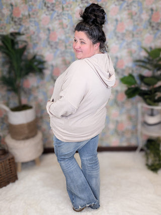 Elliana Crossover Hooded Top in Corded Rib Solids-2- Long Sleeve Tops-WHITE BIRCH-Styled by Stacked - A Plus Size Women's Boutique in Lakeville, MN