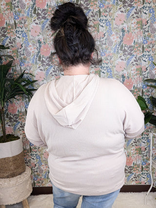 Elliana Crossover Hooded Top in Corded Rib Solids-2- Long Sleeve Tops-WHITE BIRCH-Styled by Stacked - A Plus Size Women's Boutique in Lakeville, MN