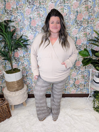 Elliana Crossover Hooded Top in Corded Rib Solids-2- Long Sleeve Tops-WHITE BIRCH-Styled by Stacked - A Plus Size Women's Boutique in Lakeville, MN