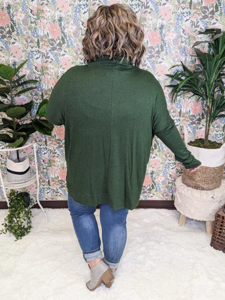 Ellis Cashmere Soft Dolman Cowlneck in Hunter Green-2- Long Sleeve Tops-HAPTICS-Styled by Stacked - A Plus Size Women's Boutique in Lakeville, MN