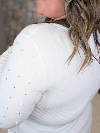 2- Long Sleeve Tops Elsa Pearl Embellished Long Sleeve Top plus size clothing