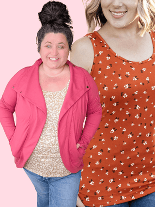 1- ShortSlv/Slvless Tops Elsie Scoopneck Buttery Soft Luxe Tank (7 Prints) plus size clothing