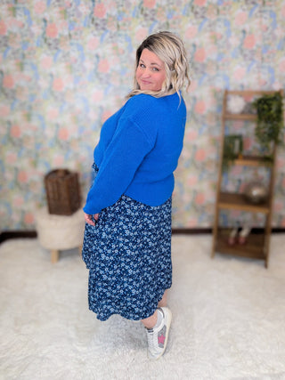 Elyse Ribbed Mockneck Sweater in Royal Blue-2- Long Sleeve Tops-HEIMISH-Styled by Stacked - A Plus Size Women's Boutique in Lakeville, MN