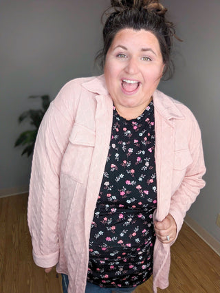 Emaline Premium Lightweight Cable Knit Shacket (5 colors)-2- Long Sleeve Tops-Michelle Mae-Styled by Stacked - A Plus Size Women's Boutique in Lakeville, MN