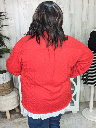 Emaline Premium Lightweight Cable Knit Shacket (5 colors)-2- Long Sleeve Tops-Michelle Mae-Styled by Stacked - A Plus Size Women's Boutique in Lakeville, MN