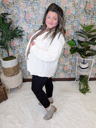 Emaline Premium Lightweight Cable Knit Shacket (5 colors)-2- Long Sleeve Tops-Michelle Mae-Styled by Stacked - A Plus Size Women's Boutique in Lakeville, MN