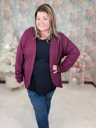 Emily Waffle Knit Cocoon Cardigan in Solids-4- Overlayer Tops-HEIMISH-Styled by Stacked - A Plus Size Women's Boutique in Lakeville, MN