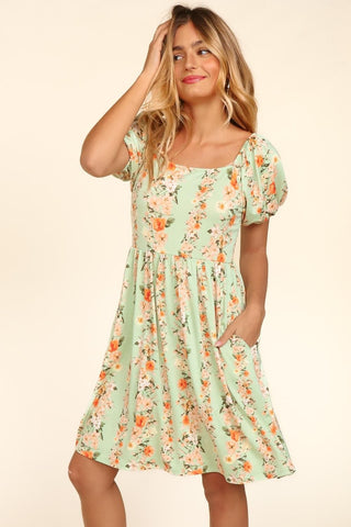 Erin Square Neck Vertical Floral Dress in Soft Sage-11- Dress/Romp/Jump-HAPTICS-Styled by Stacked - A Plus Size Women's Boutique in Lakeville, MN