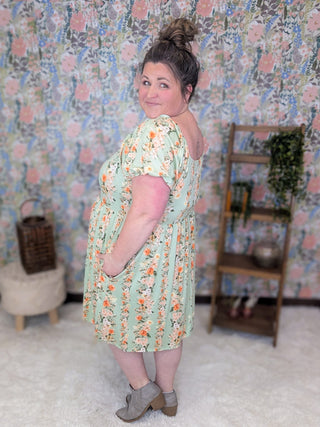 Erin Square Neck Vertical Floral Dress in Soft Sage-11- Dress/Romp/Jump-HAPTICS-Styled by Stacked - A Plus Size Women's Boutique in Lakeville, MN