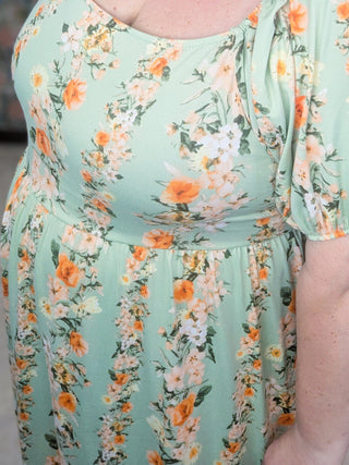 Erin Square Neck Vertical Floral Dress in Soft Sage-11- Dress/Romp/Jump-HAPTICS-Styled by Stacked - A Plus Size Women's Boutique in Lakeville, MN
